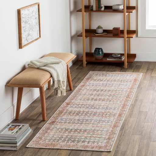Rust Maligaya Distressed Washable Area Rug by Hauteloom