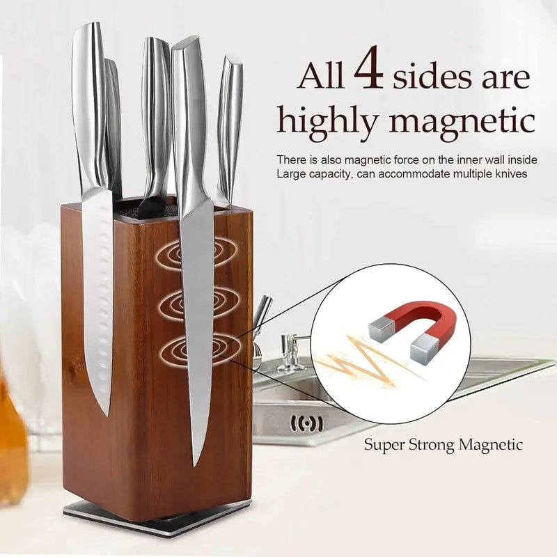 Knife Block - Magnetic Wood 360° by House Of Avana