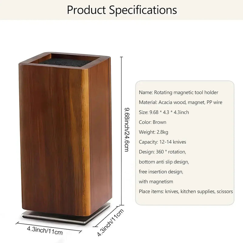 Knife Block - Magnetic Wood 360° by House Of Avana