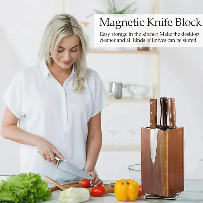 Knife Block - Magnetic Wood 360° by House Of Avana