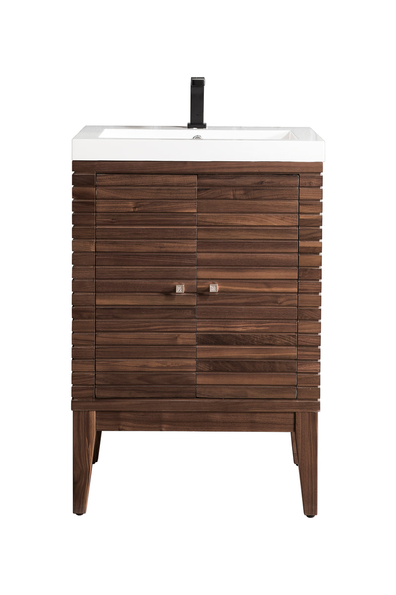 James Martin Linden 24" Dual Mount Single Bathroom Vanity, Mid-Century Walnut