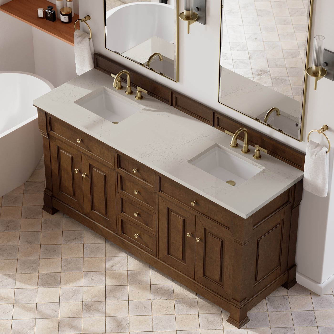 James Martin Brookfield 72" Double Bathroom Vanity, Honey Oak, view 37