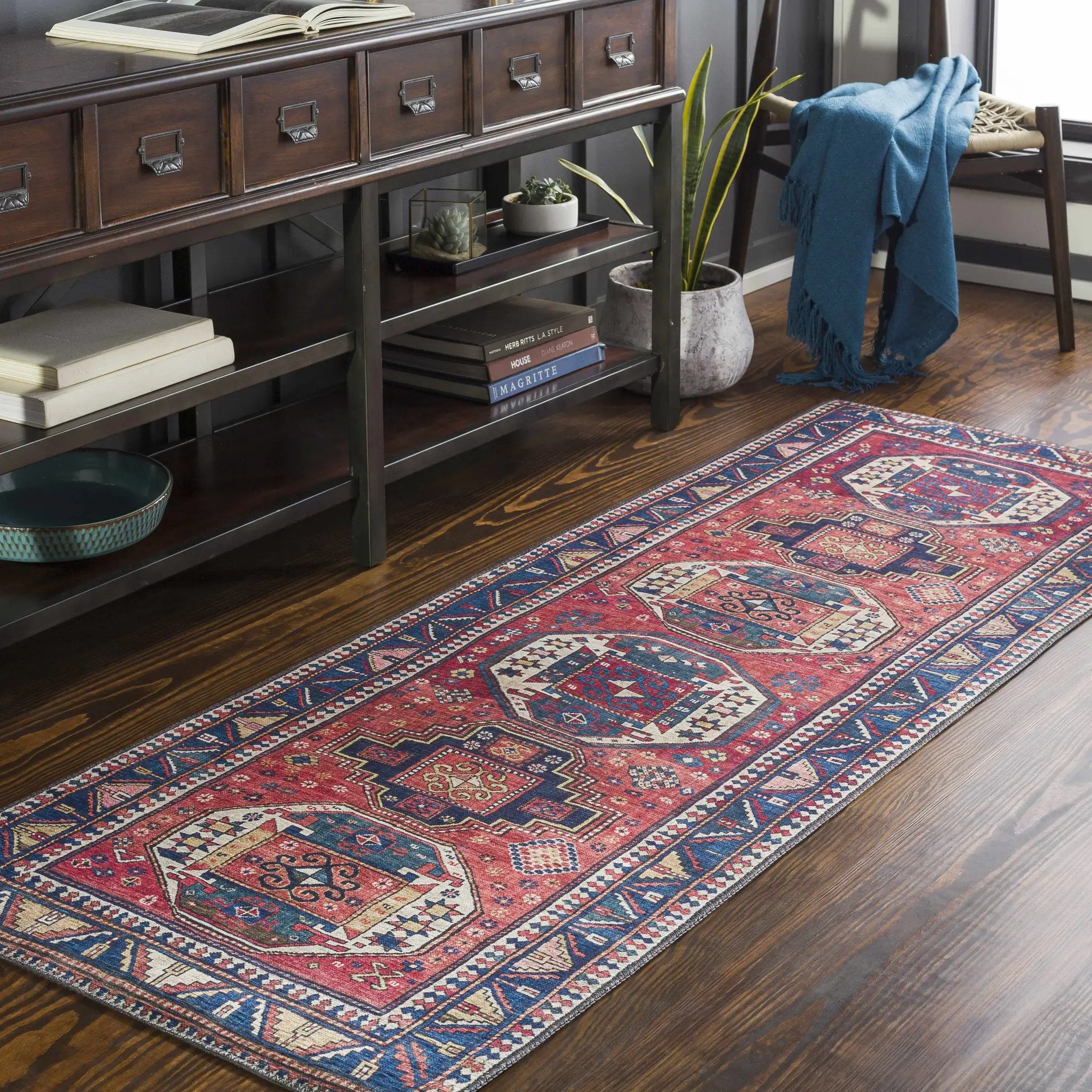 Kodiak Red&Blue Oriental Area Rug by Boutique Rugs