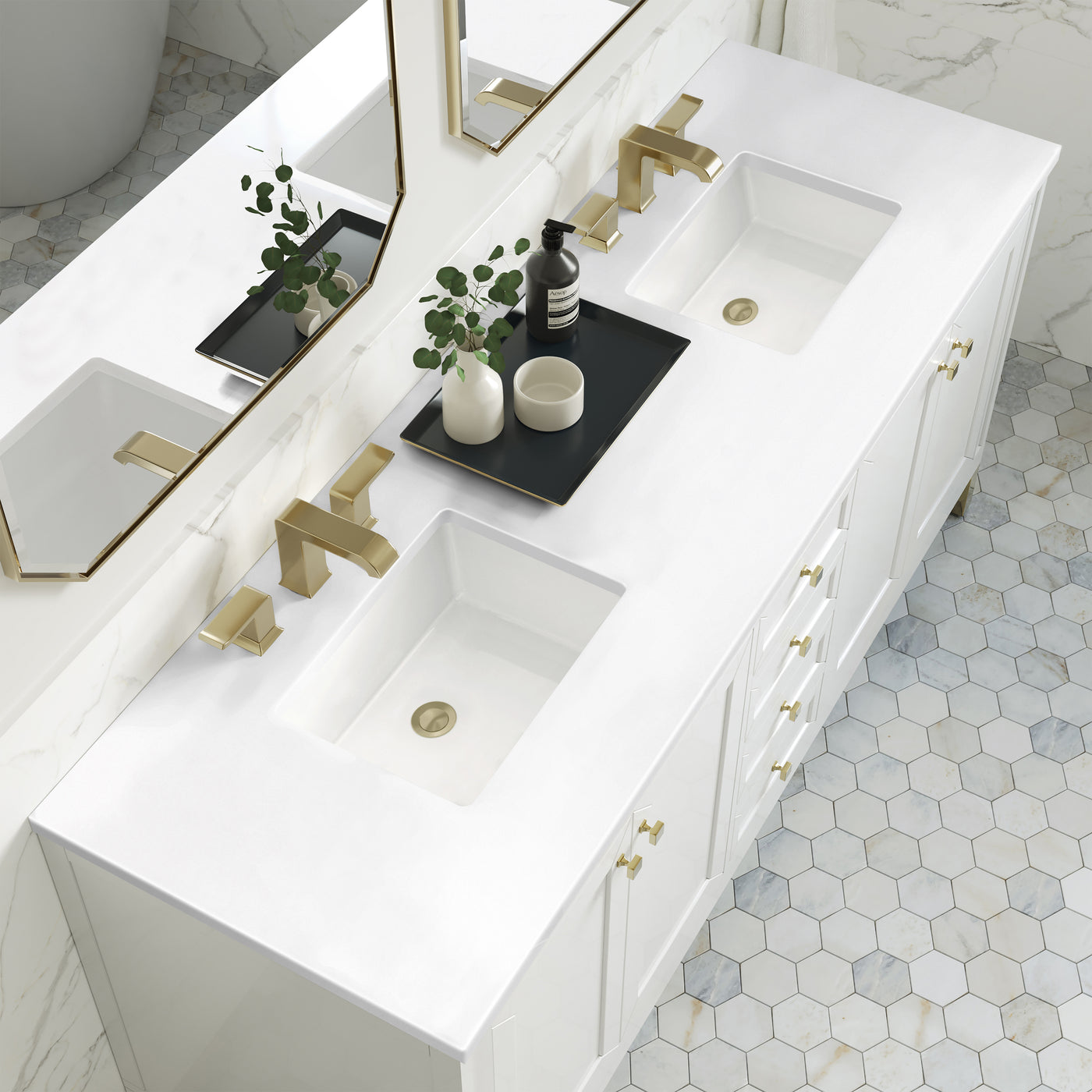 James Martin Chicago 72" Double Bathroom Vanity, Glossy White, view 36