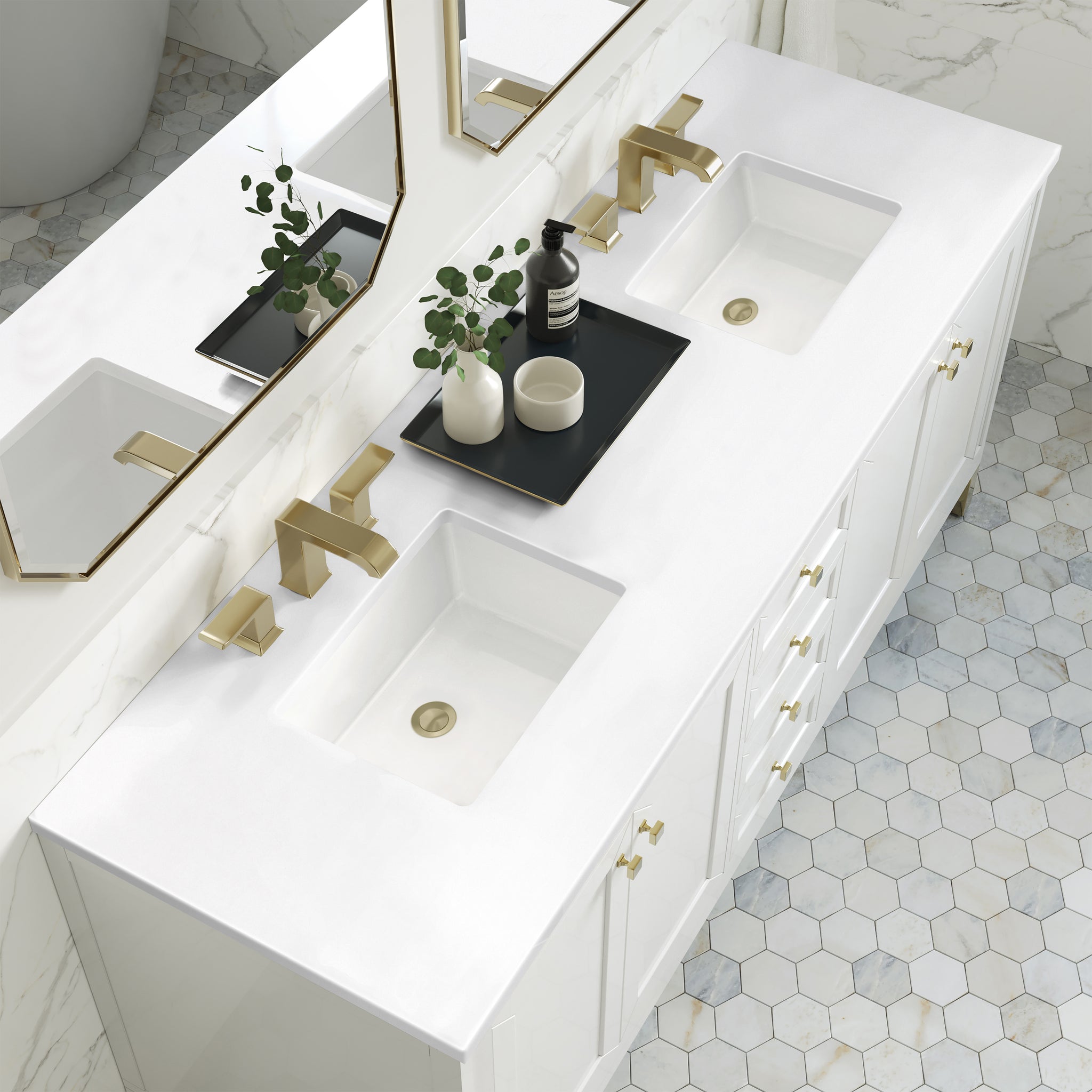 James Martin Chicago 72" Double Bathroom Vanity, Glossy White, view 36
