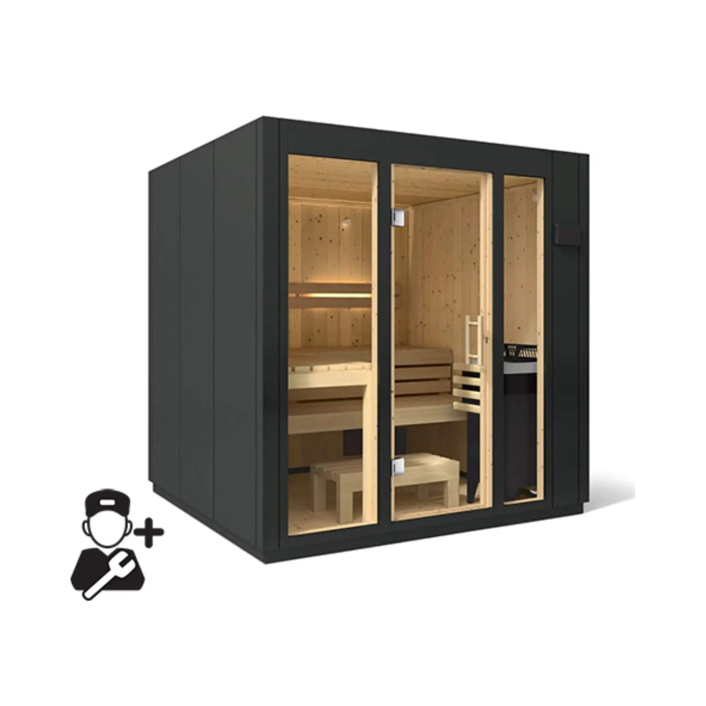 Kohler C1 Indoor Graphite Gray Freestanding Alcove Design Sauna Kit (SAK93182) by SAKSBY WHOLESALE