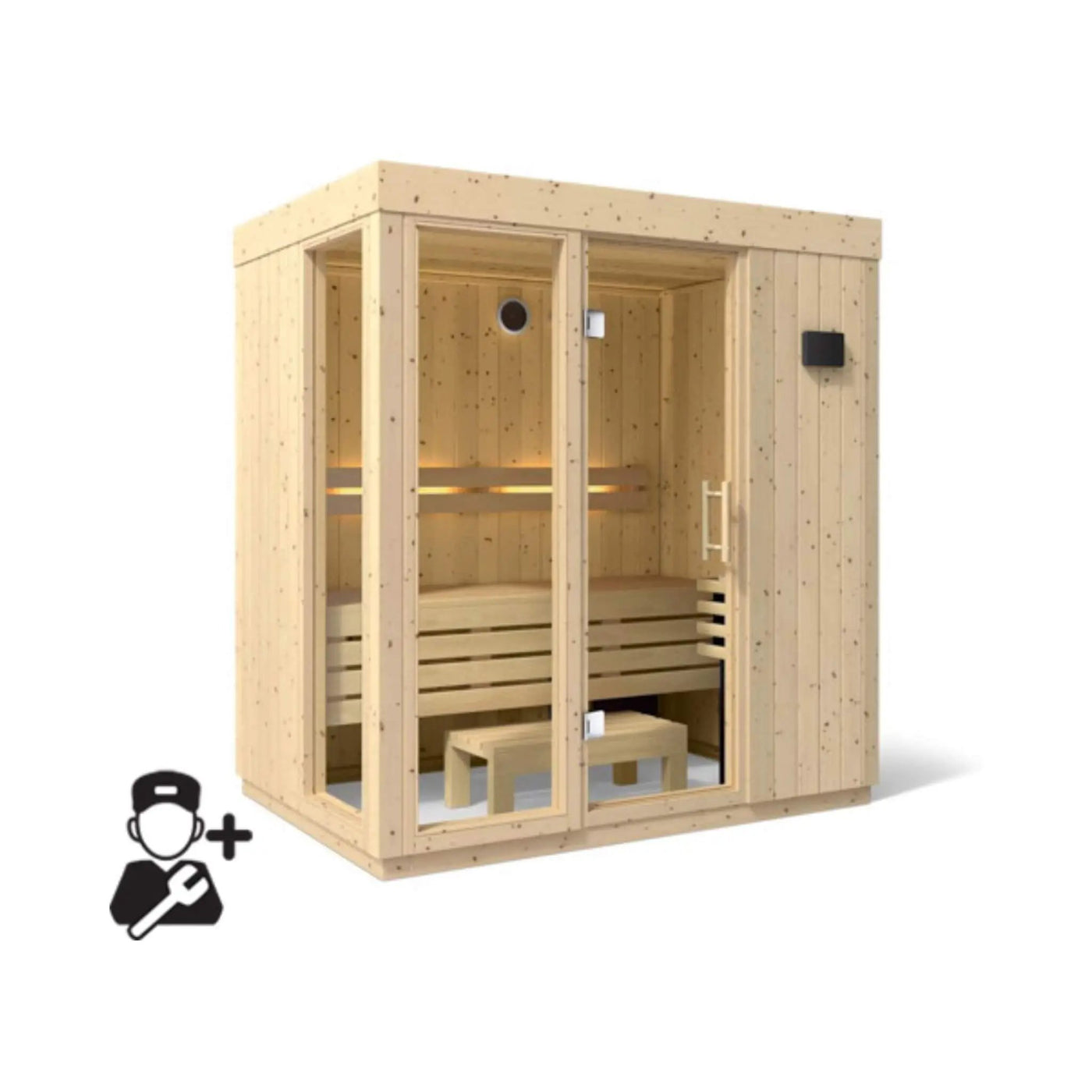 Kohler C1 Luxury Indoor Scandinavian Spruce Home Sauna Kit (SAK60418) by SAKSBY WHOLESALE