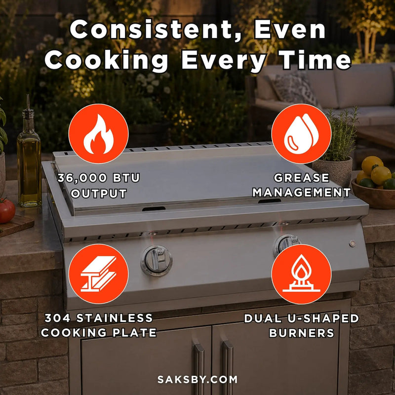 KoKoMo Grills 30-Inch Professional 36K BTU Griddle Outdoor Kitchen Flat Grill With Illuminated Control Knobs (SAK28914) by SAKSBY WHOLESALE