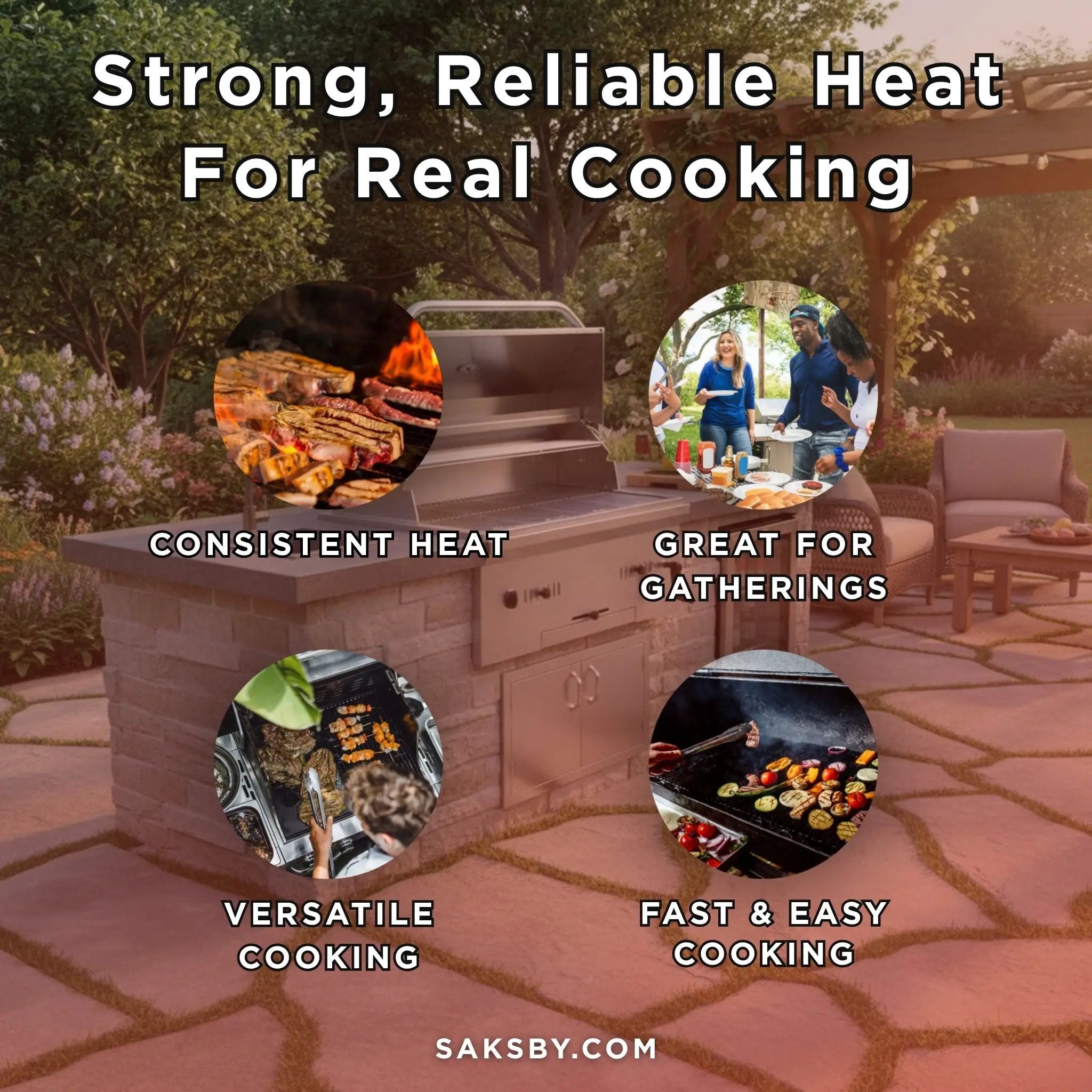 KoKoMo Grills Premium Built-In Charcoal Grill With 304 Stainless Steel And Adjustable Heat Tray, 32" (SAK32504) by SAKSBY WHOLESALE
