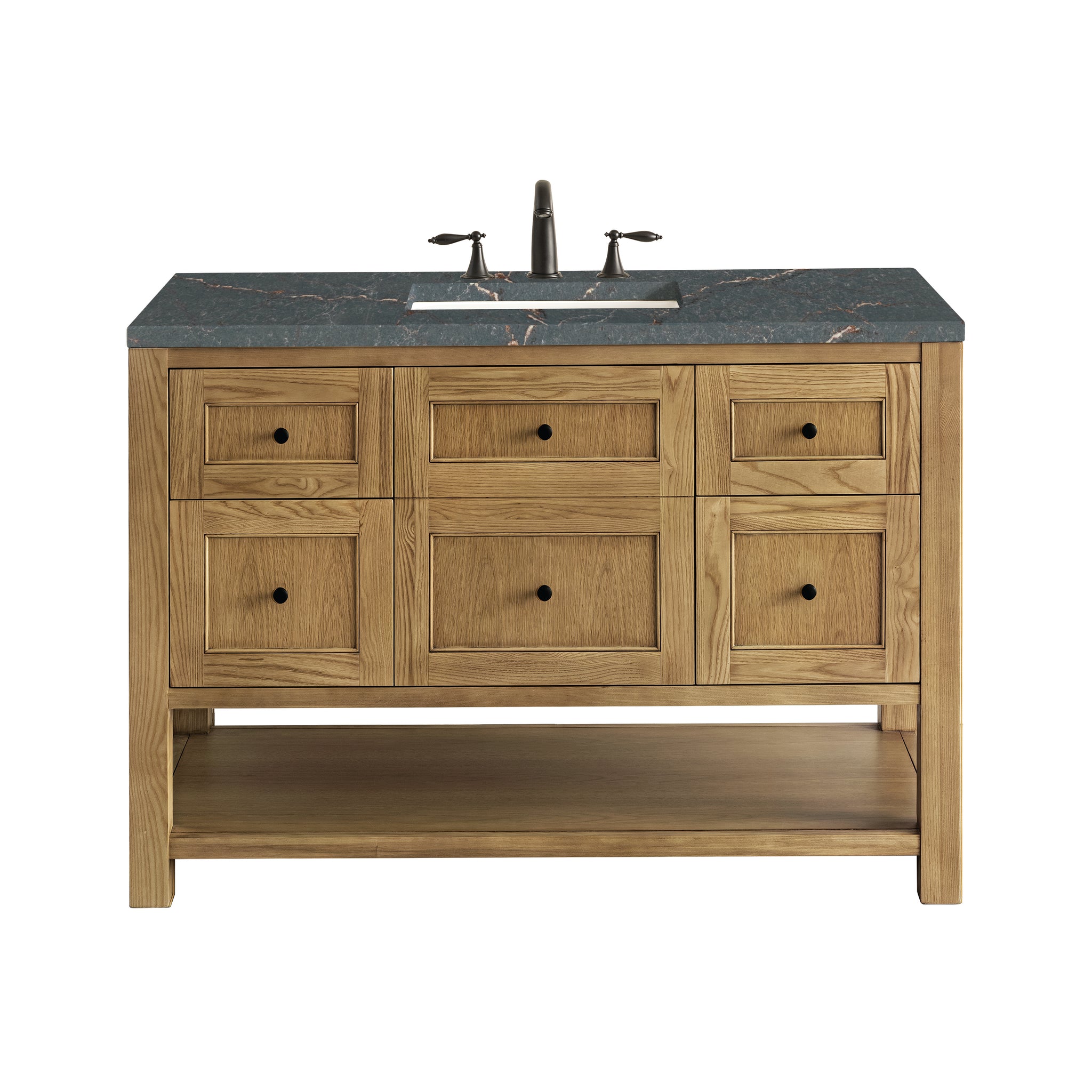 James Martin Breckenridge 48" Single Bathroom Vanity, Light Natural Oak with Parisien Bleu (FreePower) countertop