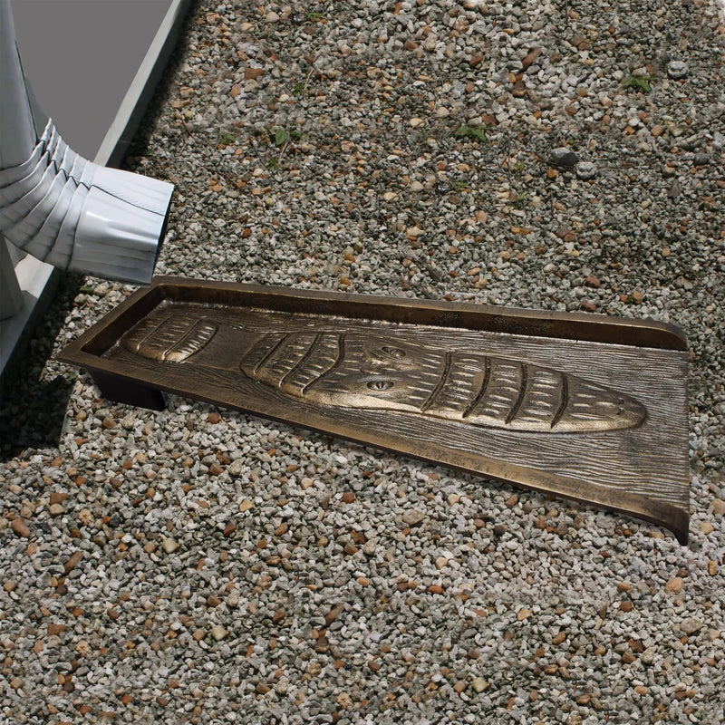 Bronze Alligator 24-in Cast Aluminum Downspout Gutter Splash Block by Sharicks