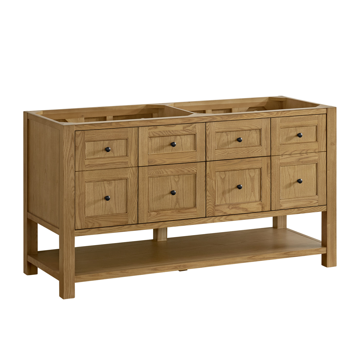 James Martin Breckenridge 60" Double Bathroom Vanity, Light Natural Oak, cabinet without a countertop