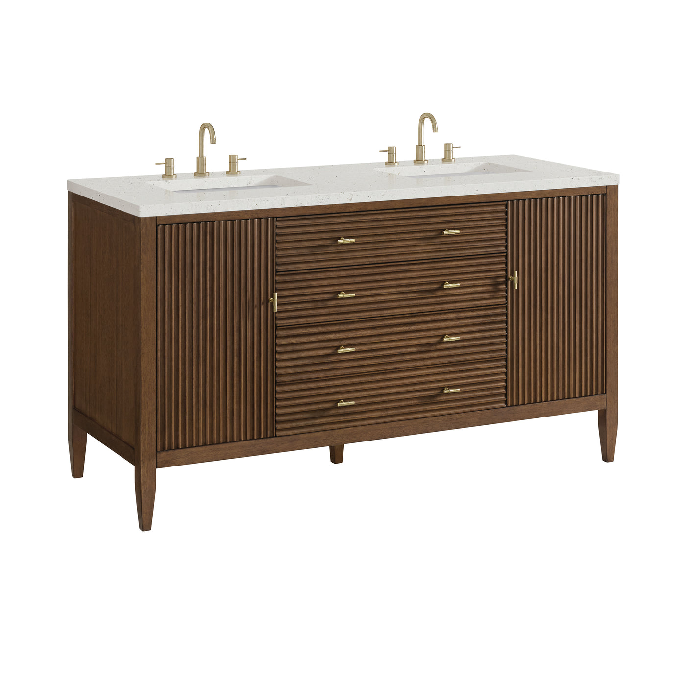 James Martin Myrrin 60" Double Bathroom Vanity, Mid-Century Walnut, view 39