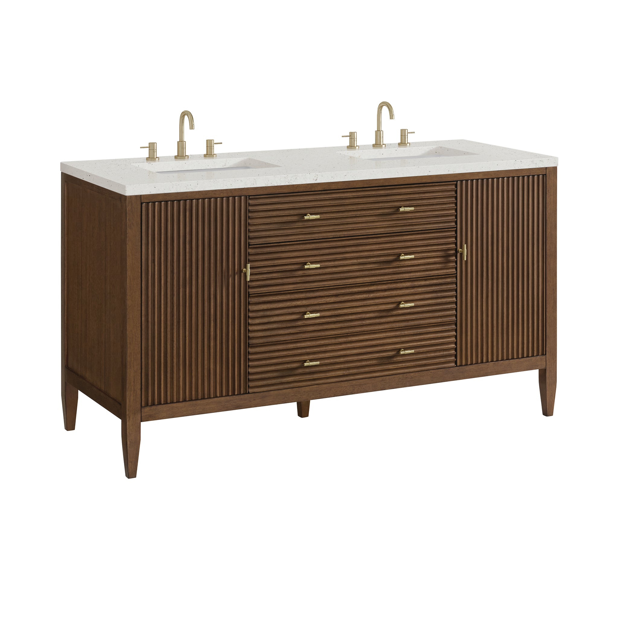 James Martin Myrrin 60" Double Bathroom Vanity, Mid-Century Walnut, view 39