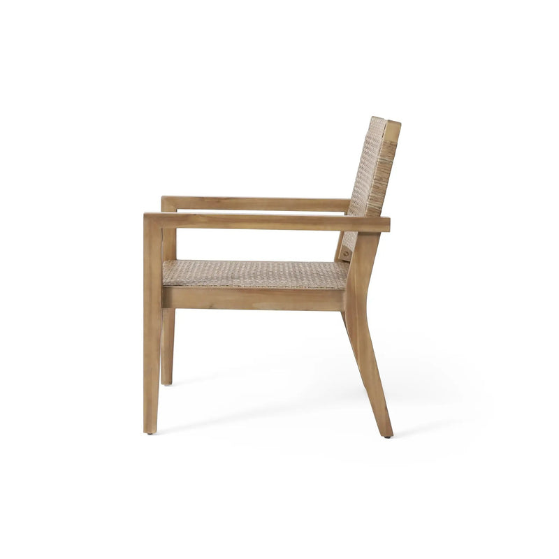 Outdoor Wicker and Acacia Wood Club Chairs - Set of 2 by HouseOfZazla