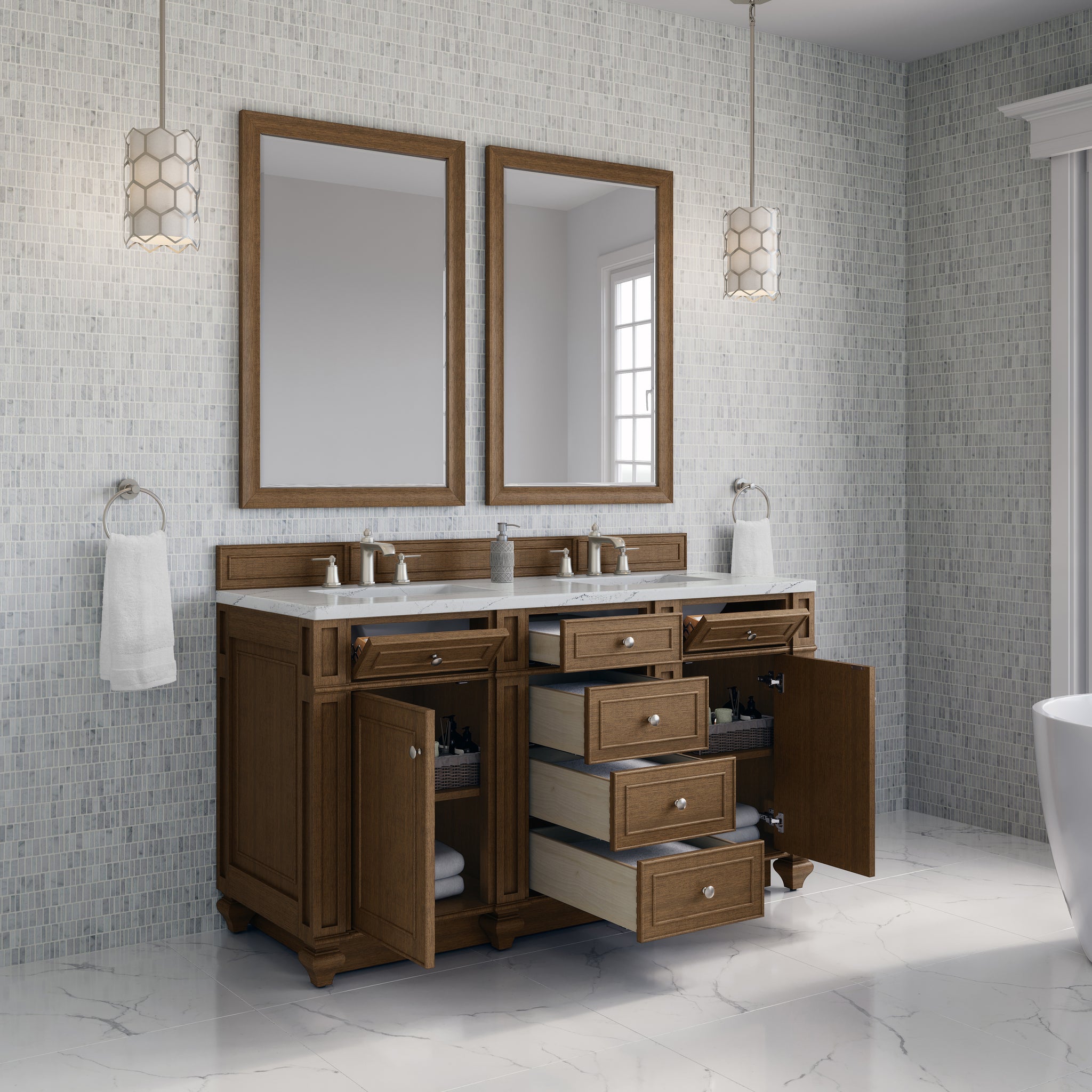 James Martin Bristol 60" Double Bathroom Vanity, Saddle Brown, view 29