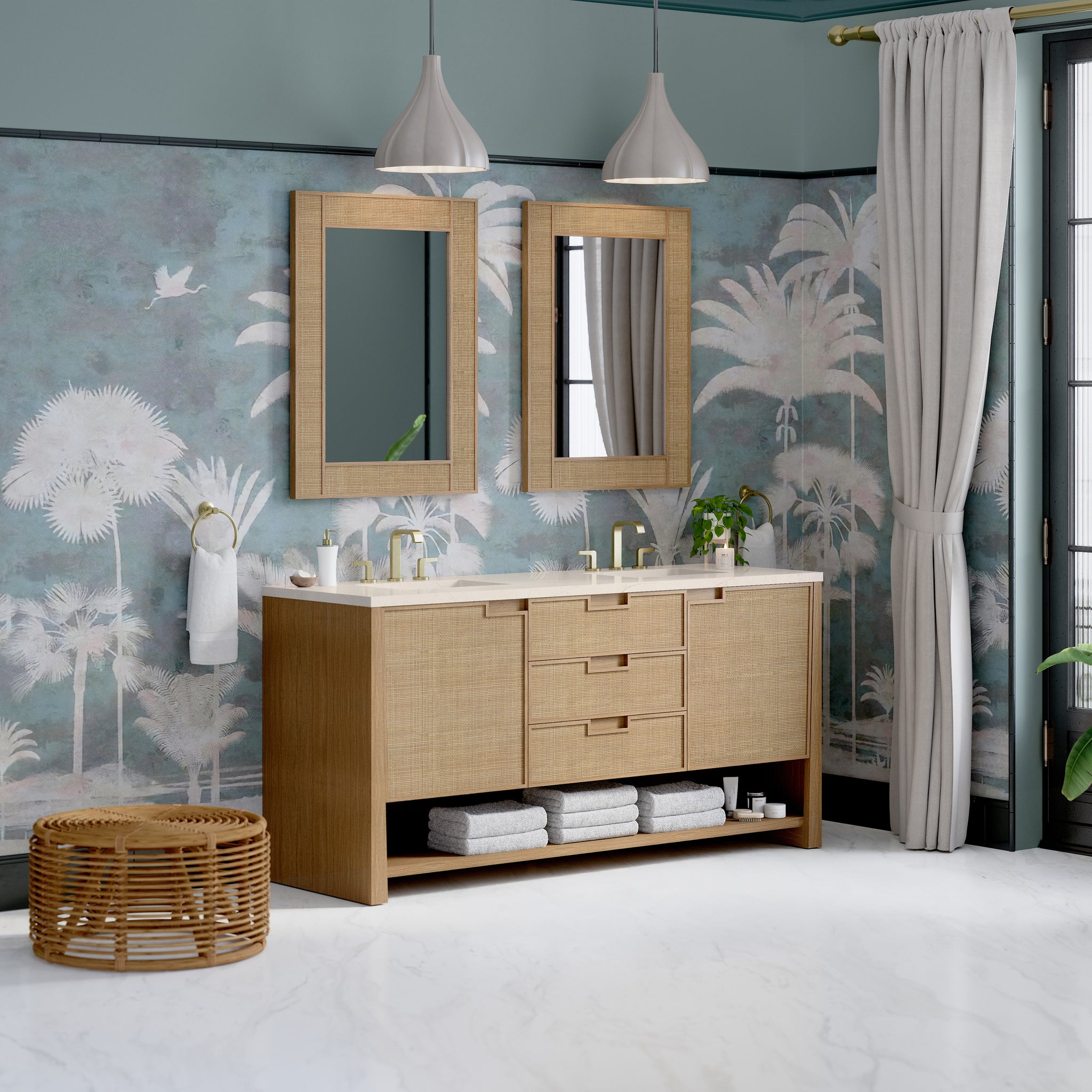 James Martin Solene 72" Double Bathroom Vanity, Seaside Oak, view 23
