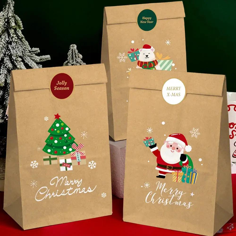 Kraft Paper Gift Bag Set, Durable with 12 Bags & Stickers, Holiday Design by House Of Avana