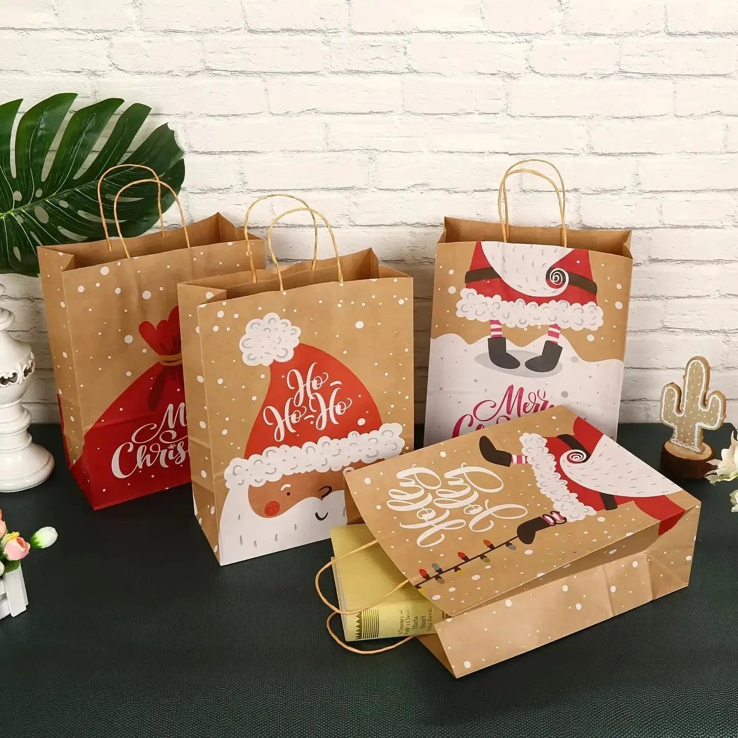 Kraft Paper Tote Bags with Handles - Assorted Holiday Designs by House Of Avana