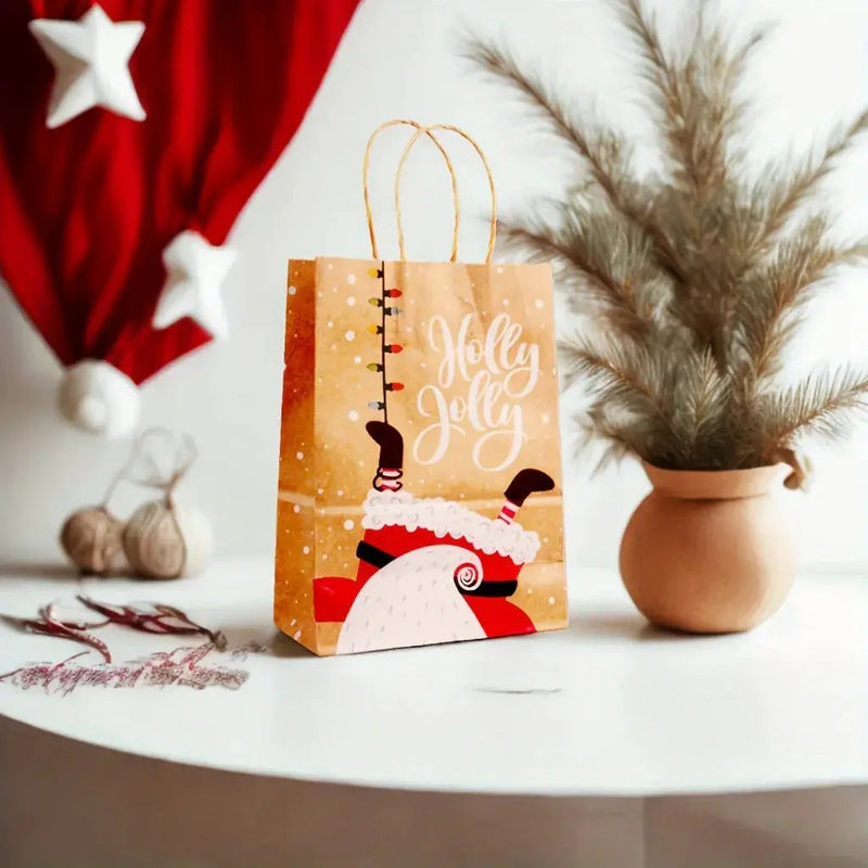Kraft Paper Tote Bags with Handles - Assorted Holiday Designs by House Of Avana