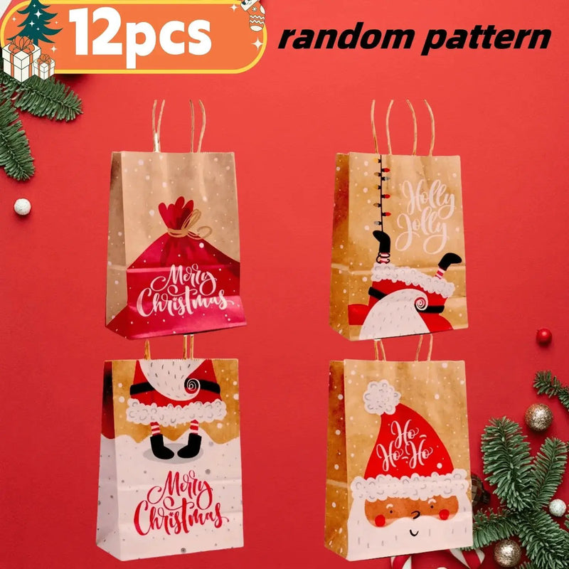Kraft Paper Tote Bags with Handles - Assorted Holiday Designs by House Of Avana