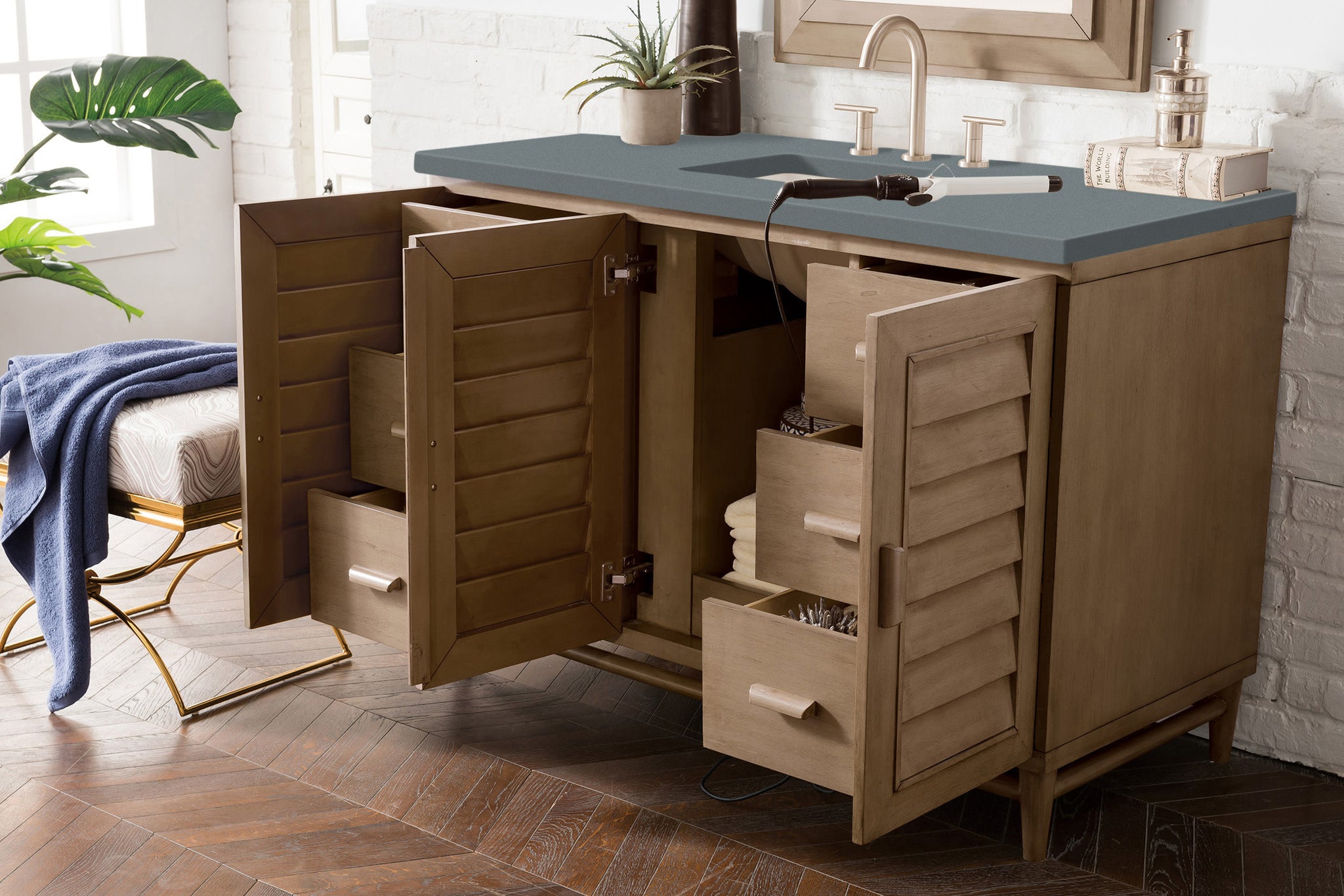 James Martin Portland 48" Single Bathroom Vanity, Whitewashed Walnut, view 23