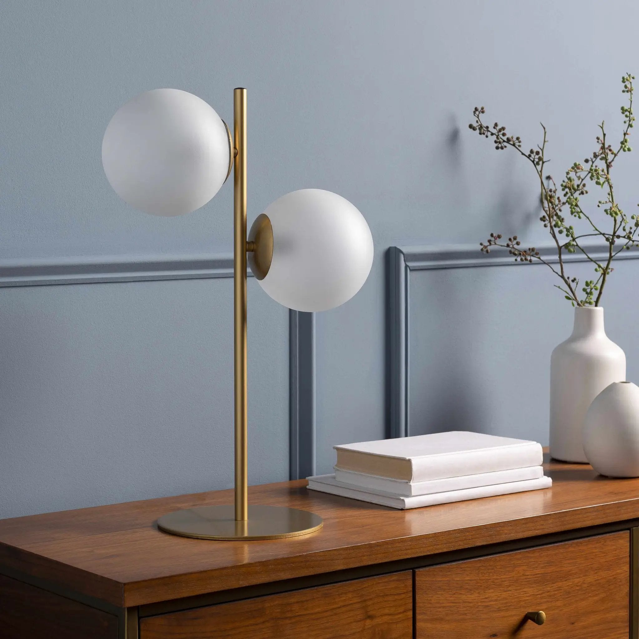 Mustard Modern Table Lamp with glass details for bedside or console tables by Boutique Rugs