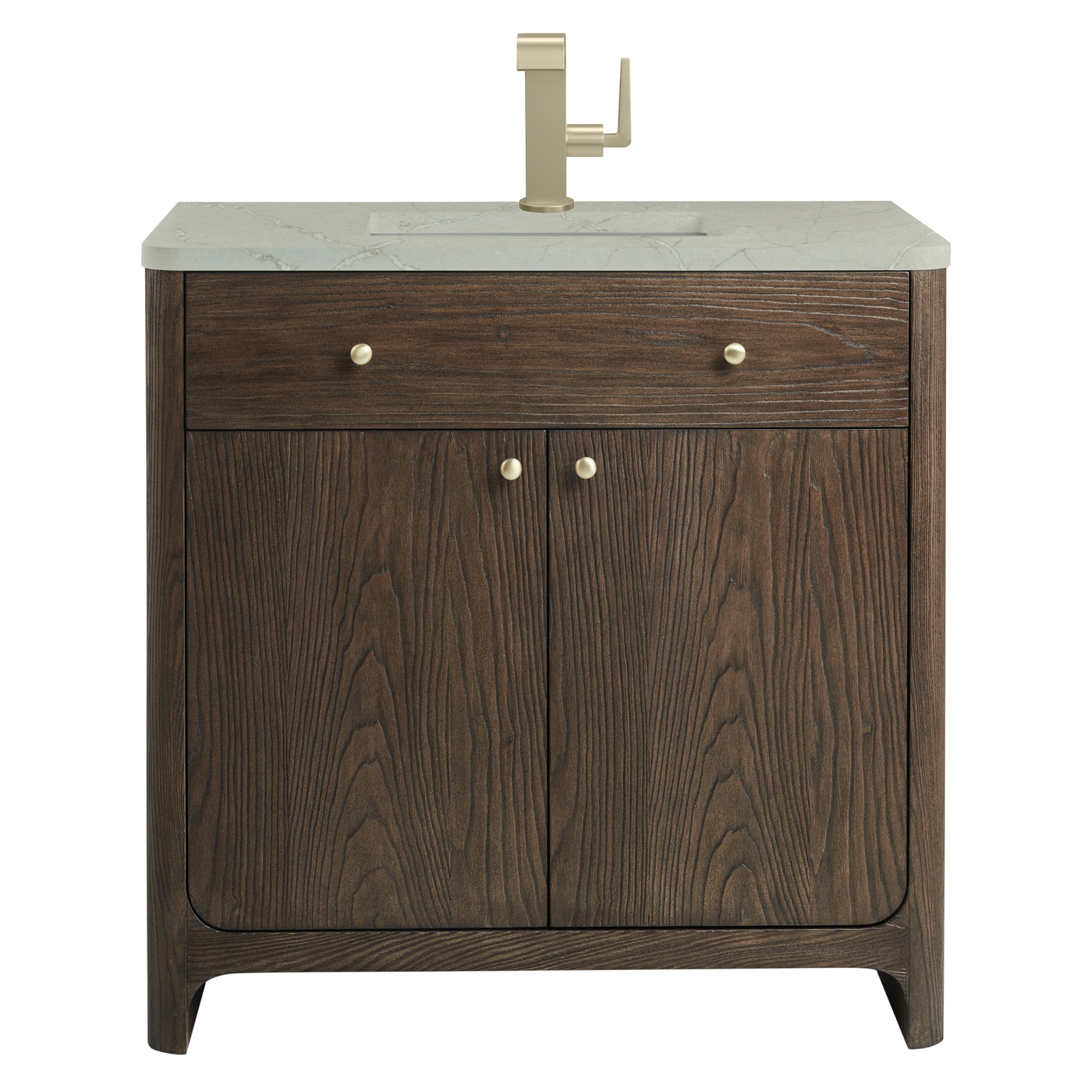 James Martin Gracyn 36" Single Bathroom Vanity, Sable with Victorian Silver countertop