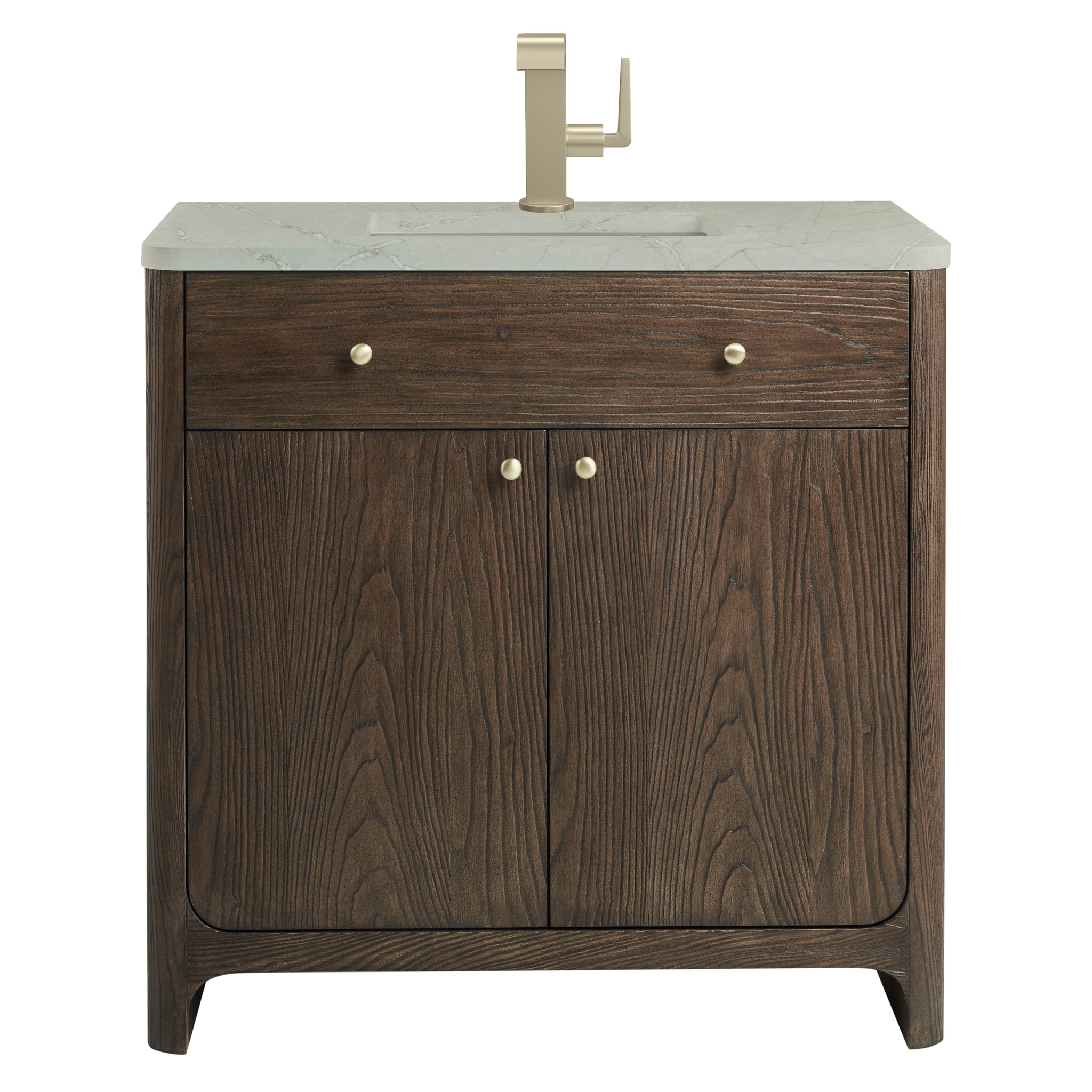 James Martin Gracyn 36" Single Bathroom Vanity, Sable with Victorian Silver countertop
