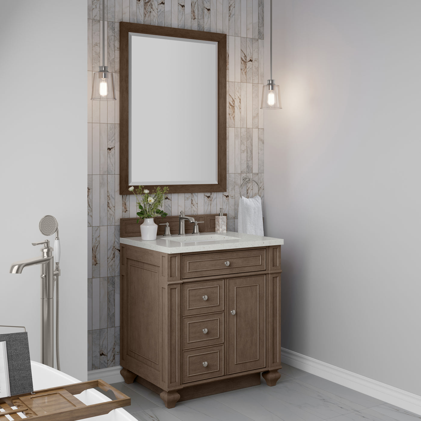 James Martin Bristol 30" Single Bathroom Vanity, Whitewashed Walnut, view 18