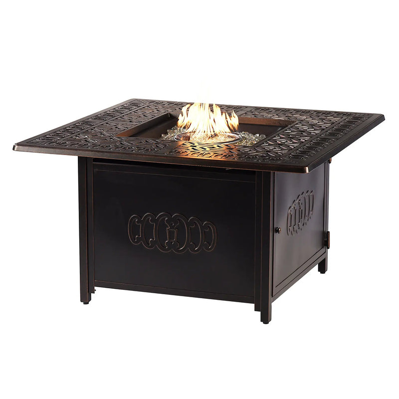 Black Aluminum Fire Table Set with Four Club Chairs by Sharicks