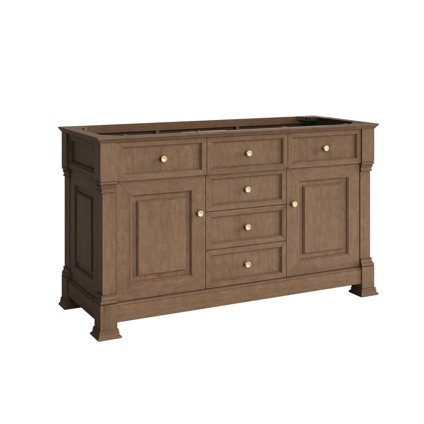 James Martin Brookfield 60" Double Bathroom Vanity, Pecan, cabinet without a countertop
