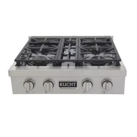 Kucht 30" 4 Burners Stainless Propane Cooktop, KFX309T/LP-S by Farmhouse Kitchen and Bath
