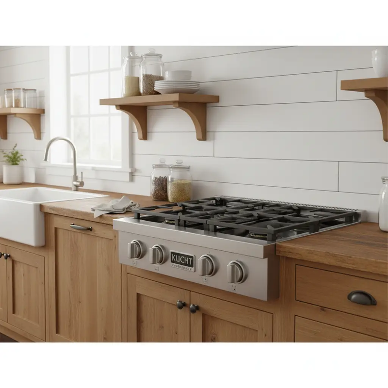 Kucht 30" 4 Burners Stainless Propane Cooktop, KFX309T/LP-S by Farmhouse Kitchen and Bath