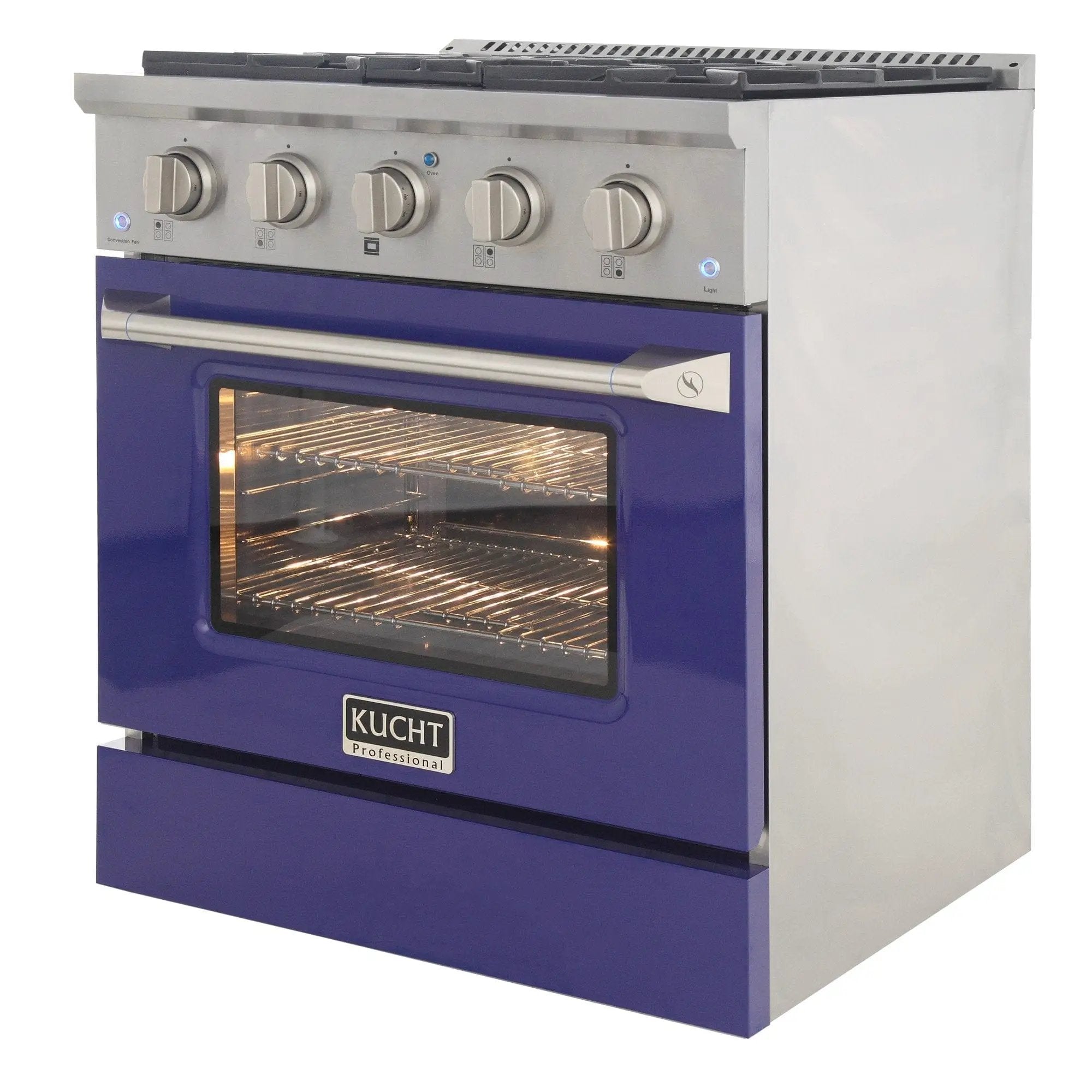 Kucht 30" Gas Range in Stainless Steel with Blue Oven Door, KNG301-B by Farmhouse Kitchen and Bath