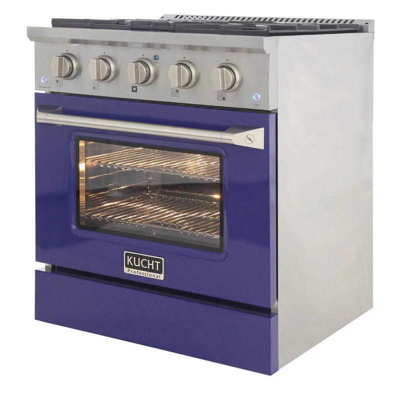Kucht 30" Gas Range in Stainless Steel with Blue Oven Door, KNG301-B by Farmhouse Kitchen and Bath