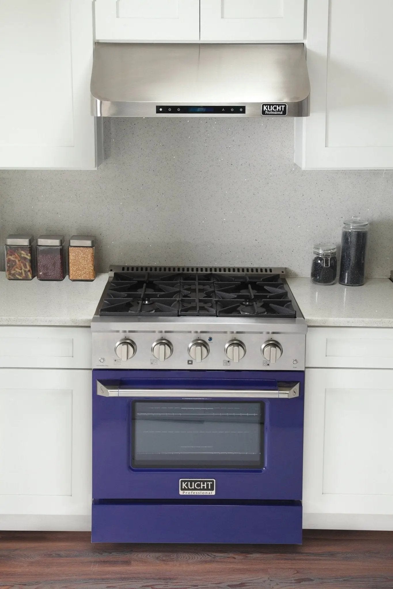 Kucht 30" Gas Range in Stainless Steel with Blue Oven Door, KNG301-B by Farmhouse Kitchen and Bath
