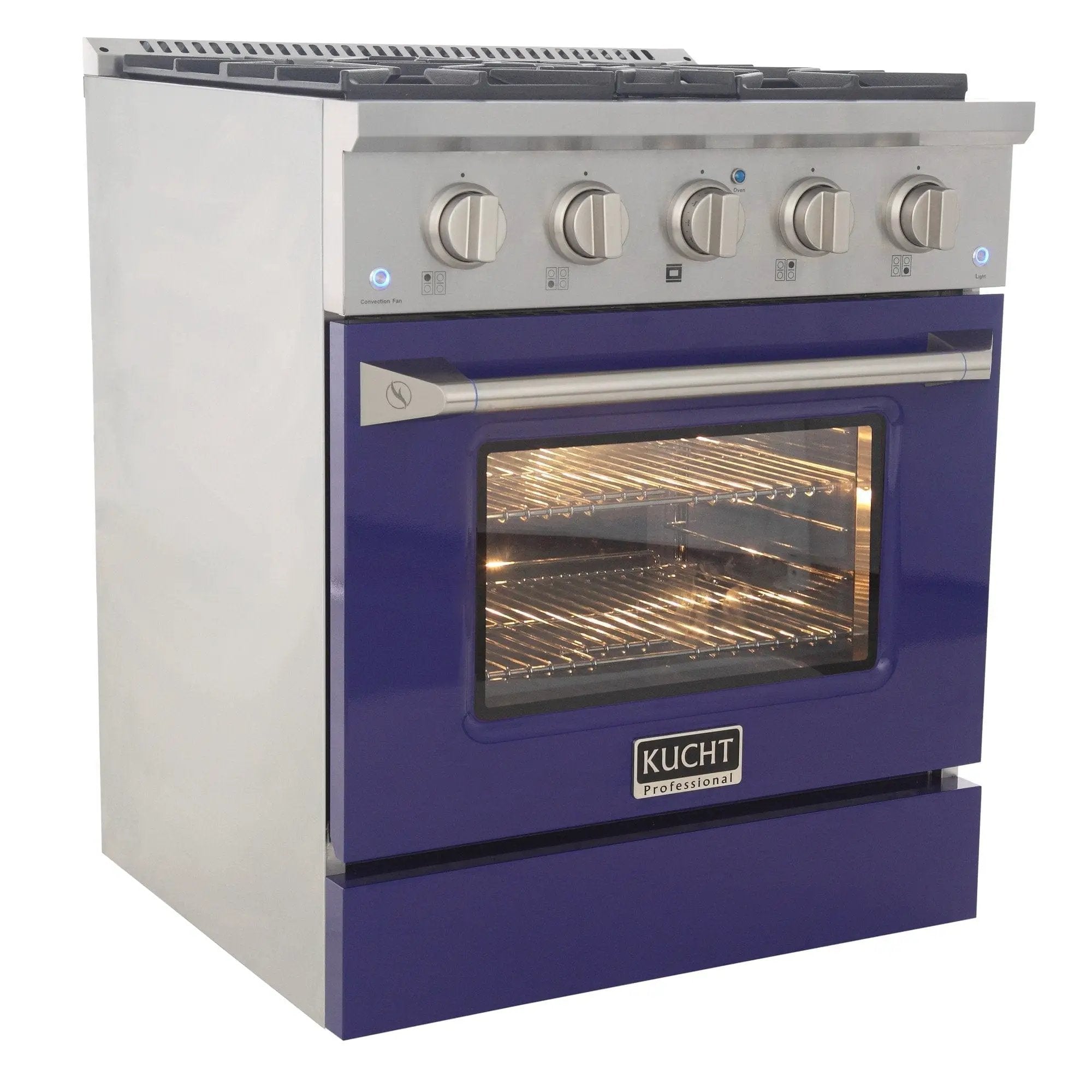Kucht 30" Gas Range in Stainless Steel with Blue Oven Door, KNG301-B by Farmhouse Kitchen and Bath