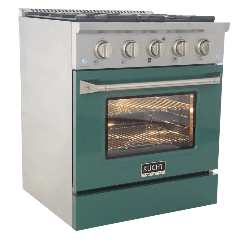 Kucht 30" Gas Range in Stainless Steel with Green Oven Door, KNG301-G by Farmhouse Kitchen and Bath