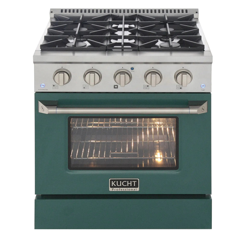 Kucht 30" Gas Range in Stainless Steel with Green Oven Door, KNG301-G by Farmhouse Kitchen and Bath