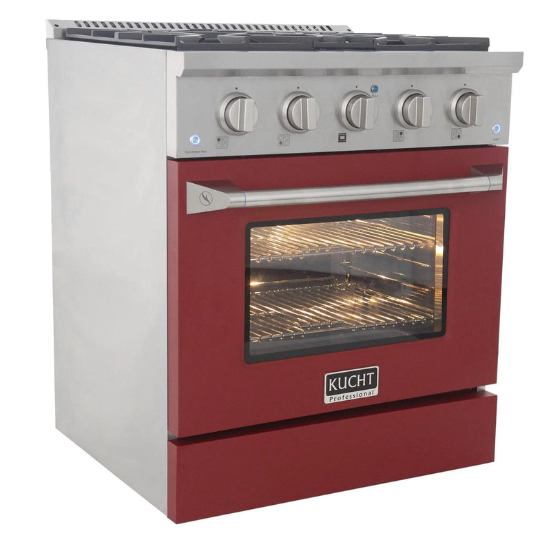 Kucht 30" Gas Range in Stainless Steel with Red Oven Door, KNG301-R by Farmhouse Kitchen and Bath