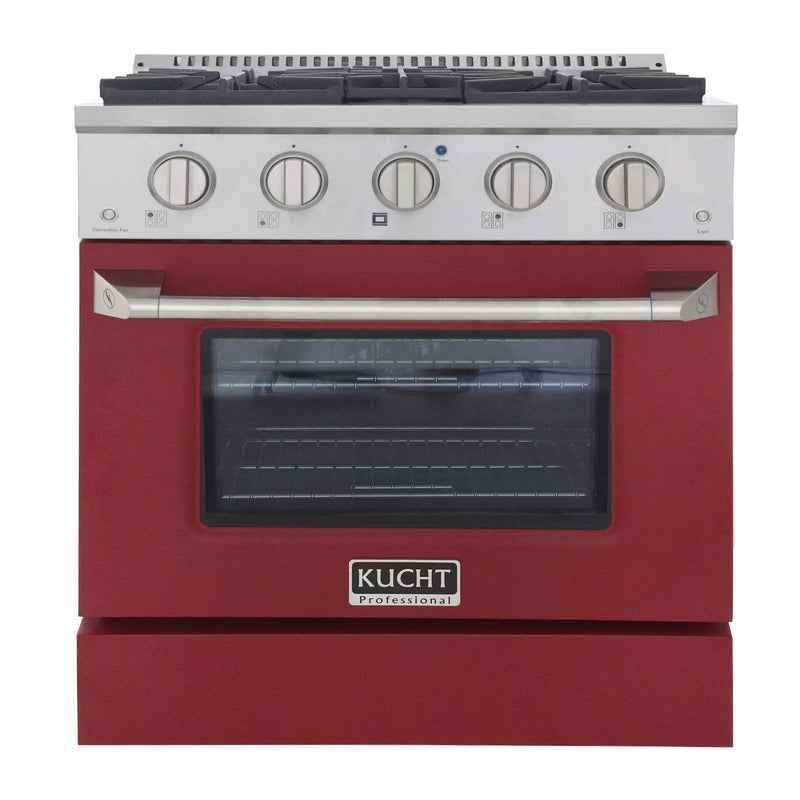 Kucht 30" Gas Range in Stainless Steel with Red Oven Door, KNG301-R by Farmhouse Kitchen and Bath