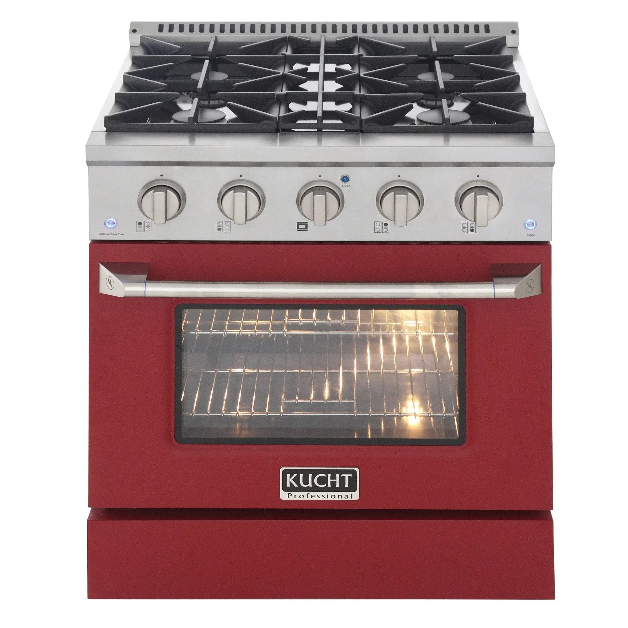 Kucht 30" Gas Range in Stainless Steel with Red Oven Door, KNG301-R by Farmhouse Kitchen and Bath