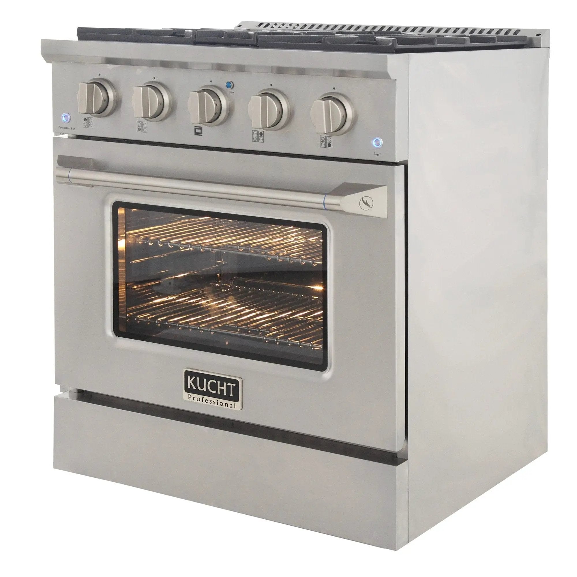 Kucht 30" Gas Range in Stainless Steel with Silver Oven Door, KNG301-S by Farmhouse Kitchen and Bath