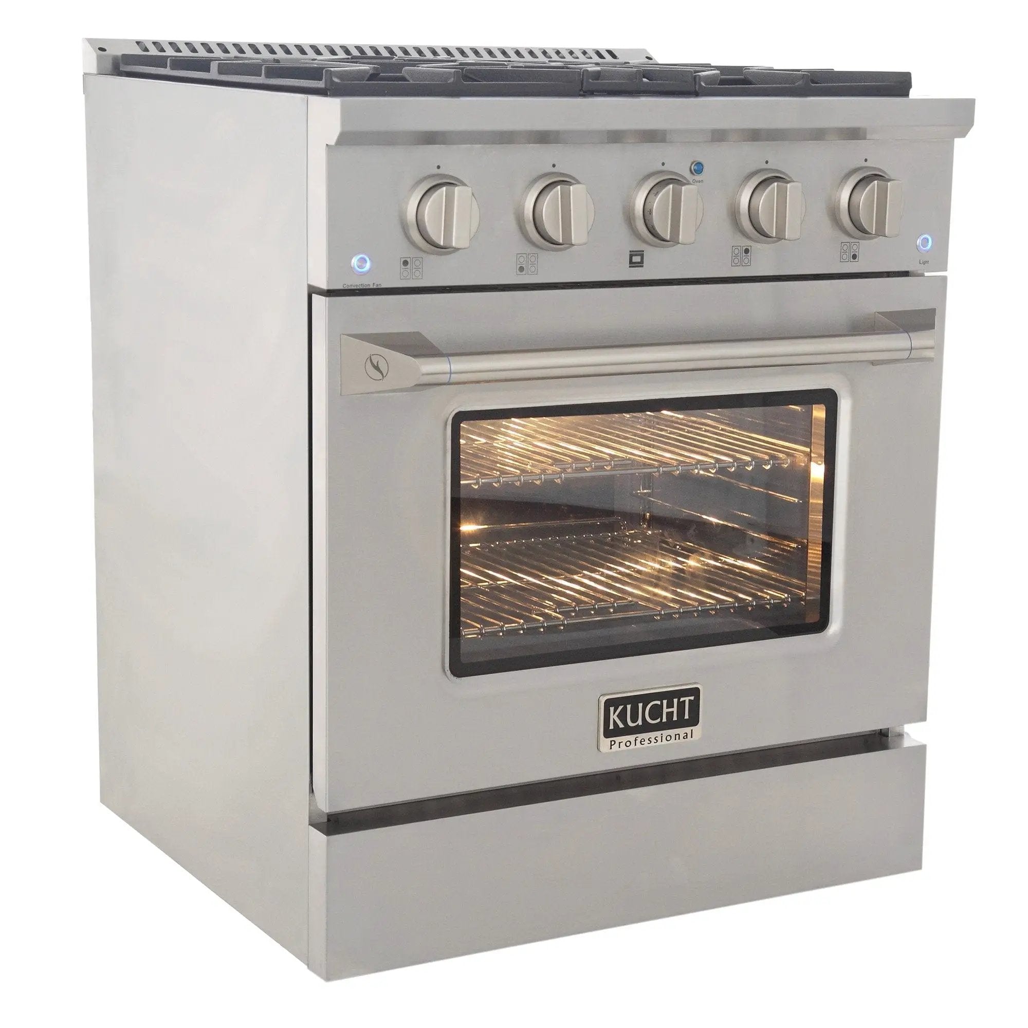 Kucht 30" Gas Range in Stainless Steel with Silver Oven Door, KNG301-S by Farmhouse Kitchen and Bath