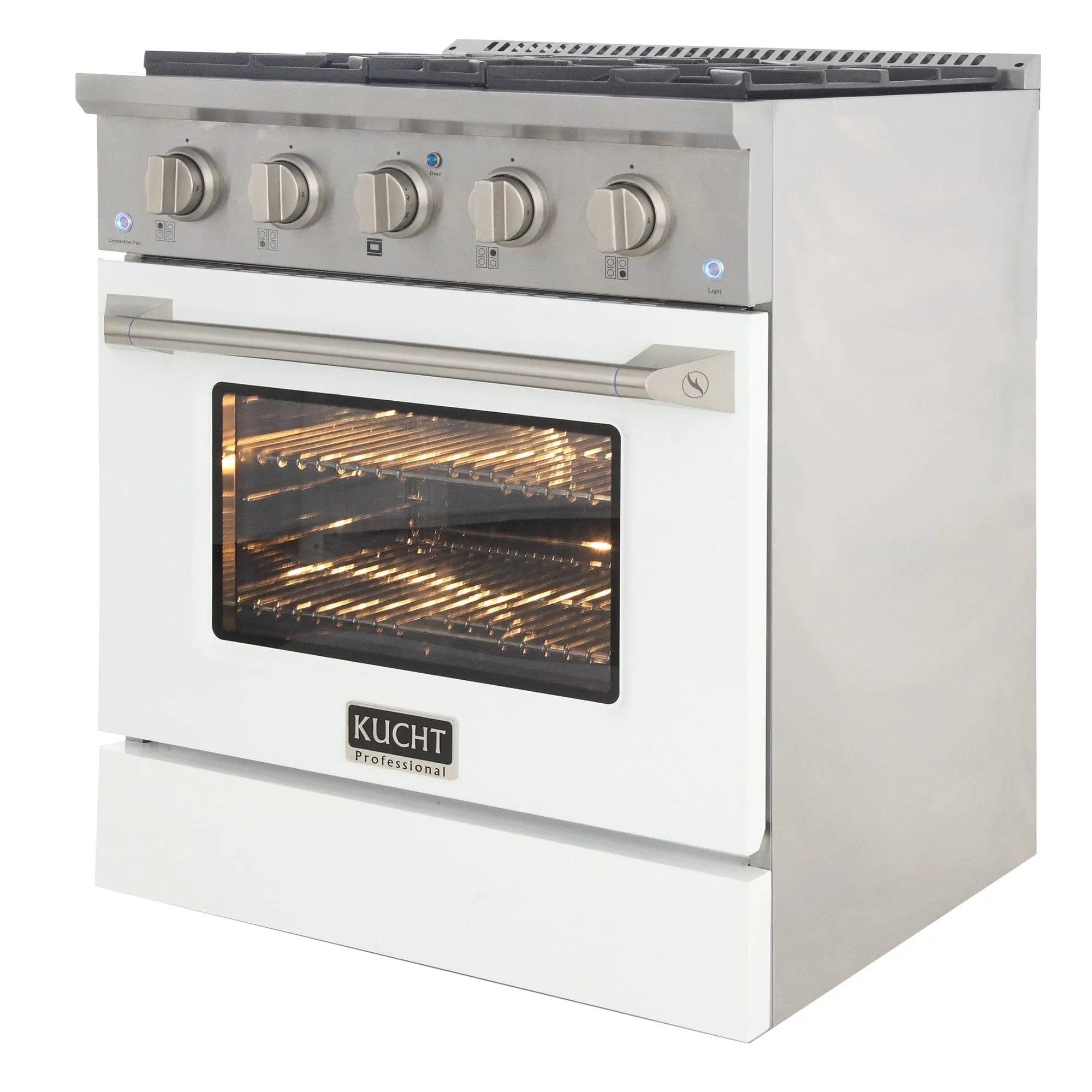 Kucht 30" Gas Range in Stainless Steel with White Oven Door, KNG301-W by Farmhouse Kitchen and Bath
