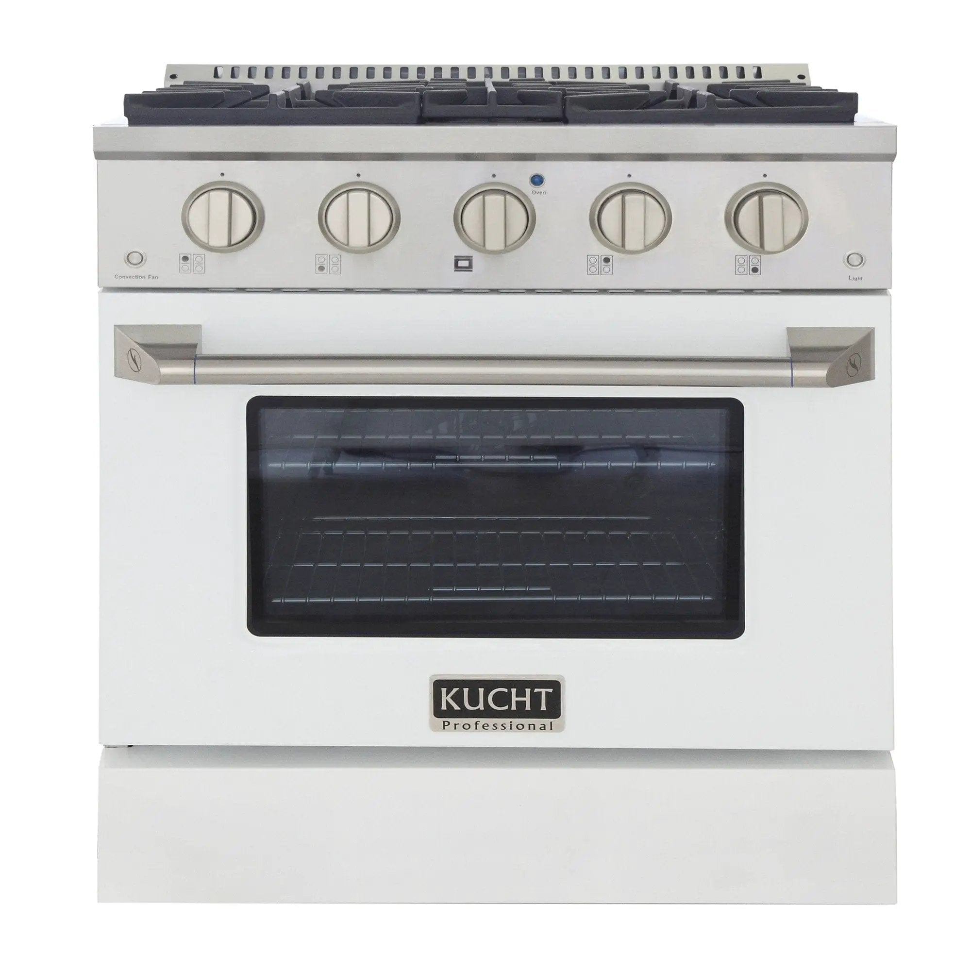Kucht 30" Gas Range in Stainless Steel with White Oven Door, KNG301-W by Farmhouse Kitchen and Bath