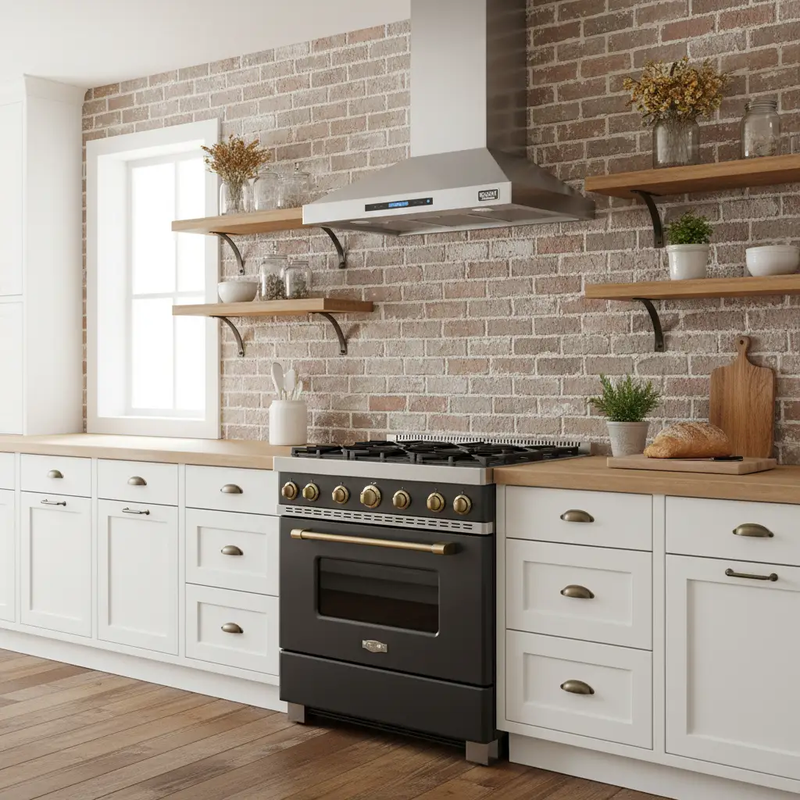 Kucht 30" Professional Stainless Steel, Wall Mounted Hood, KRH3011A by Farmhouse Kitchen and Bath