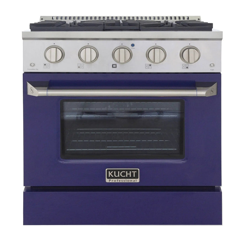 Kucht 30" Propane Range, Stainless Steel, Blue Oven Door, KNG301/LP-B by Farmhouse Kitchen and Bath