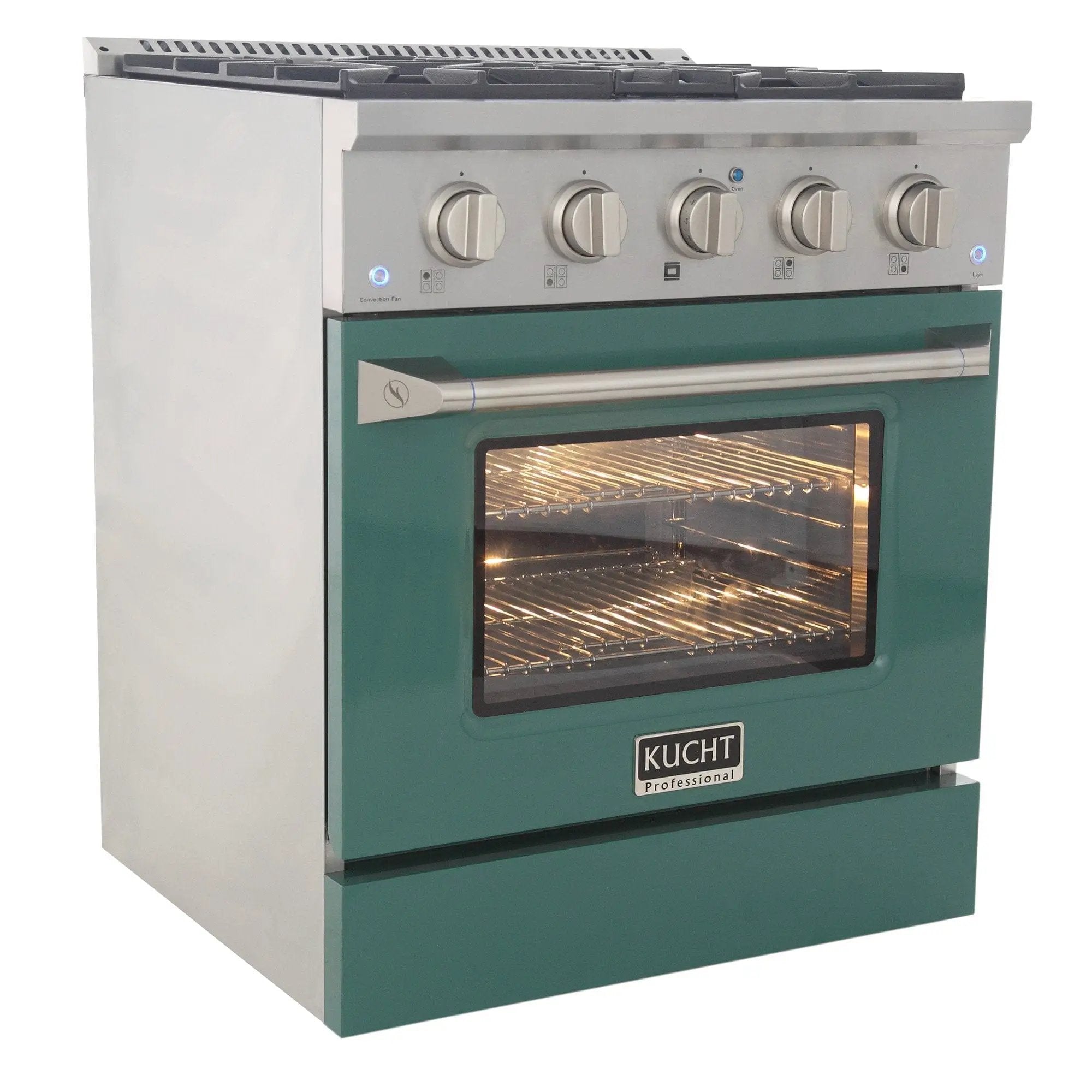 Kucht 30" Propane Range, Stainless Steel, Green Oven Door, KNG301/LP-G by Farmhouse Kitchen and Bath